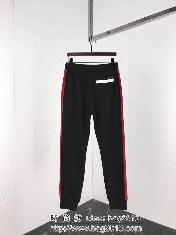 BALENCIAGA巴黎世家 18ss秋冬新款 字母小logo 純棉男款休閒褲 黑色 ydi1255